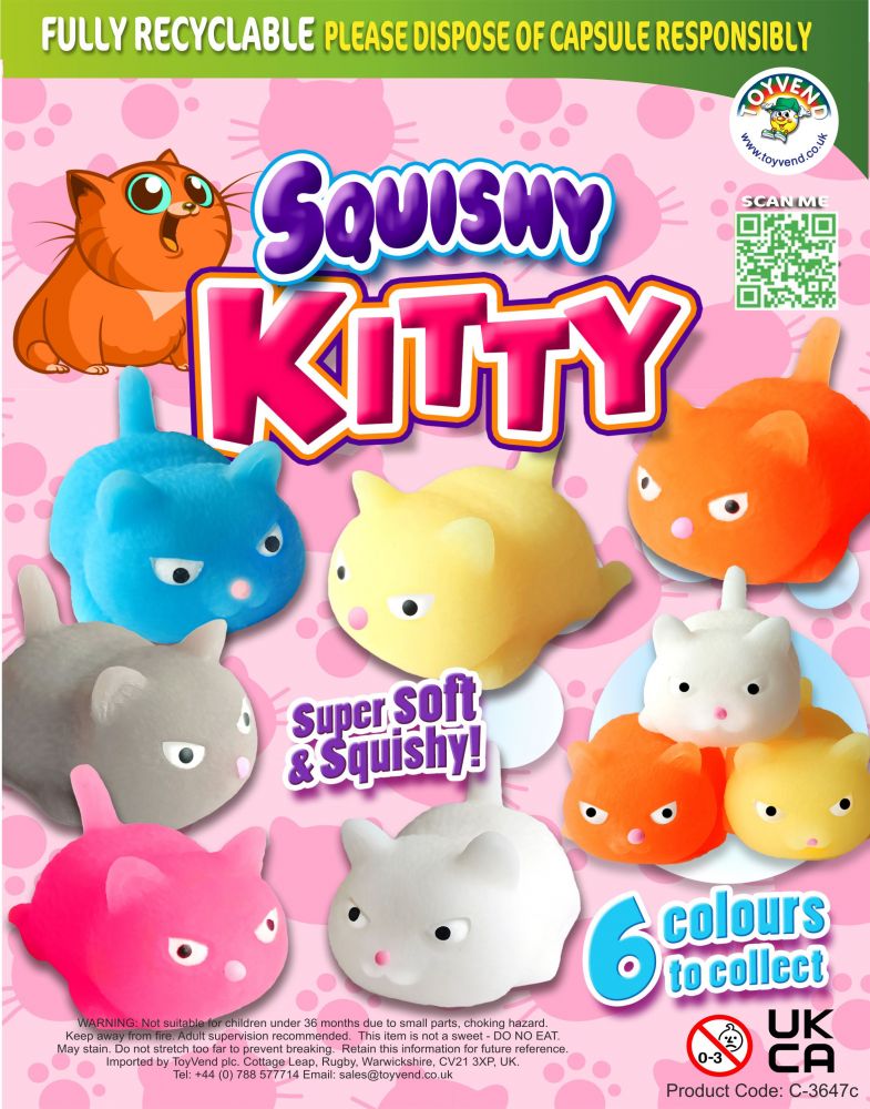 Squishy Kitty 55mm Capsules Toyvend Supplier Of Quality Vending Machines 2405