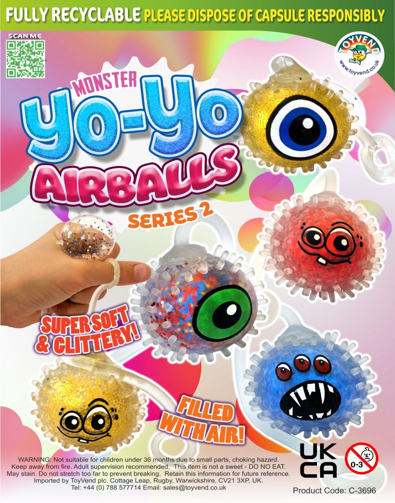 Yoyo Monster Airballs Glitter 55mm Capsules Toyvend Supplier Of Quality Vending Machines 1175